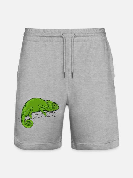Chameleon green - Stanley/Stella Trainer Unisex Organic Jogging Shorts - heather grey
