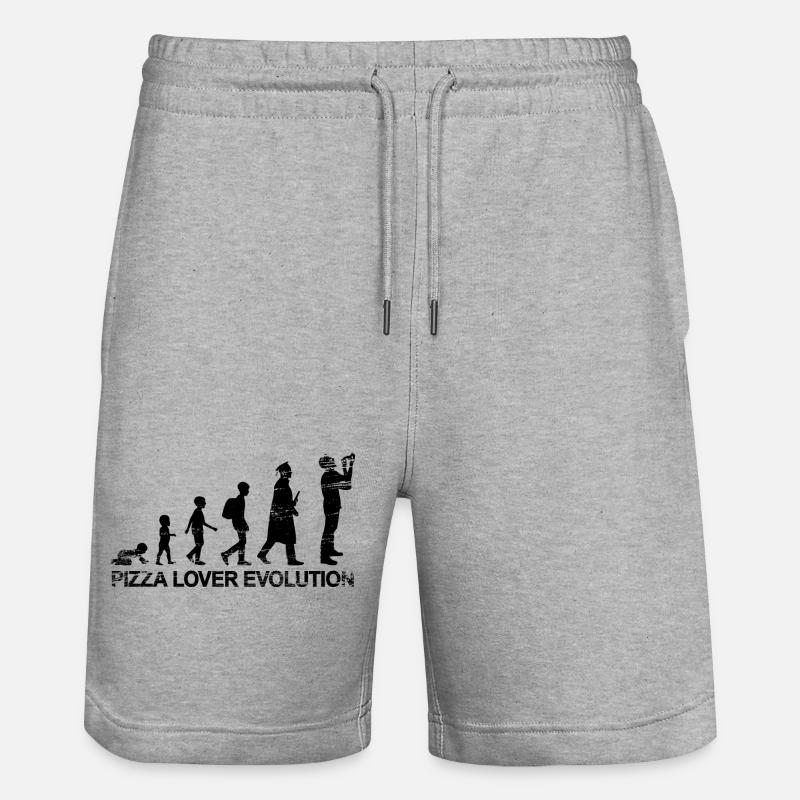 Pizza Lover Evolution - Stanley/Stella Trainer Unisex Organic Jogging Shorts - heather grey