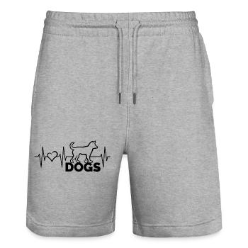 Herzschlag Herz Puls Dogs Hunde Hund Tiere Freunde - Stanley/Stella Unisex Bio Joggingshorts Trainer  - Grau meliert - Vorne - Nik (191cm) & Marisol (170cm)