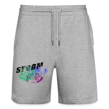 Storm radical - Stanley/Stella Trainer Unisex Organic Jogging Shorts - heather grey - Front - Nik (191cm) & Marisol (170cm)