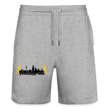 Presskopp Mob - ffm Skyline - Stanley/Stella Unisex Bio Joggingshorts Trainer  - Grau meliert - Vorne - Nik (191cm) & Marisol (170cm)