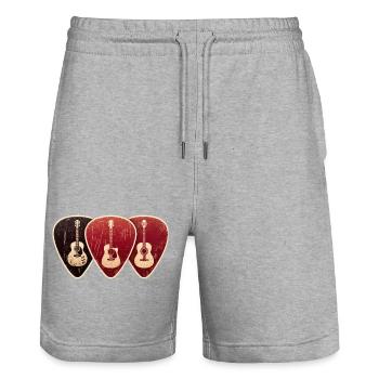 Vintage Design Guitar Picks Fan. - Stanley/Stella Trainer Unisex Organic Jogging Shorts - heather grey - Front - Nik (191cm) & Marisol (170cm)