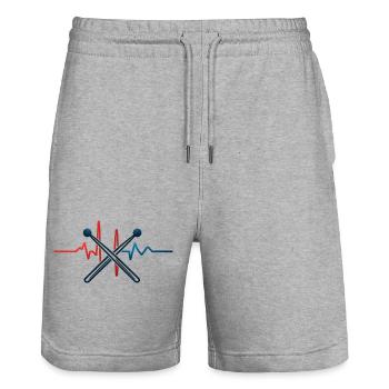 T-Shirt Design Battement de Cœur et Baguettes - Short de jogging bio TRAINER Stanley/Stella unisexe - gris chiné - Devant - Nik (191cm) & Marisol (170cm)
