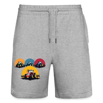 Farmer Tractor - Stanley/Stella Trainer Unisex Organic Jogging Shorts - heather grey - Front - Nik (191cm) & Marisol (170cm)