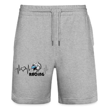 Motorcycle Racing Heartbeat Heart Love Motorcycle - Stanley/Stella Trainer Unisex Organic Jogging Shorts - heather grey - Front - Nik (191cm) & Marisol (170cm)