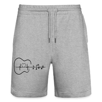 Gitarre mit Herzschlag und Noten * - Stanley/Stella Unisex Bio Joggingshorts Trainer  - Grau meliert - Vorne - Nik (191cm) & Marisol (170cm)