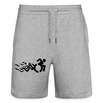 Flammendes Rollstuhlsymbol * - Stanley/Stella Unisex Bio Joggingshorts Trainer  - Grau meliert - Vorne - Nik (191cm) & Marisol (170cm)