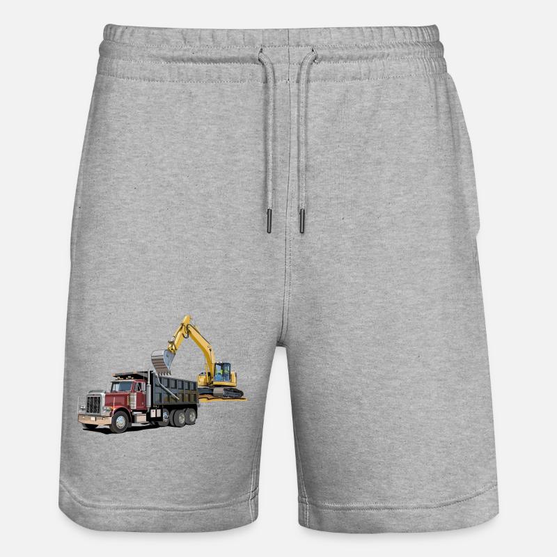 Lastwagen mit Bagger - Stanley/Stella Unisex Bio Joggingshorts Trainer  - Grau meliert