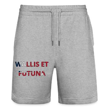 Drapeau Wallis et Futuna - Short de jogging bio TRAINER Stanley/Stella unisexe - gris chiné - Devant - Nik (191cm) & Marisol (170cm)