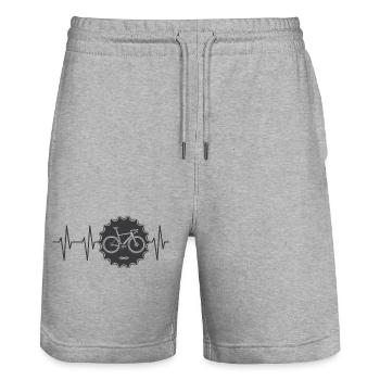 logo de vélo pulse avec pignon Icône de tour de vélo d’équipe - Short de jogging bio TRAINER Stanley/Stella unisexe - gris chiné - Devant - Nik (191cm) & Marisol (170cm)