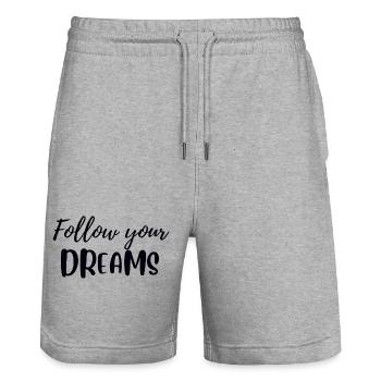 Follow your dreams - Stanley/Stella Trainer Unisex Organic Jogging Shorts - heather grey - Front - Nik (191cm) & Marisol (170cm)
