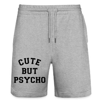 Mignon mais psychopathe. Sympa mais psychopathe. Humour* - Short de jogging bio TRAINER Stanley/Stella unisexe - gris chiné - Devant - Nik (191cm) & Marisol (170cm)