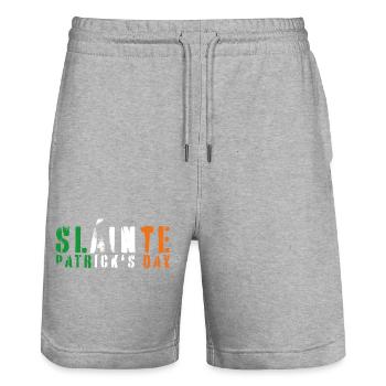 Saint Patrick's Day Is Slainte Patrick's Day - Stanley/Stella Trainer Unisex Organic Jogging Shorts - heather grey - Front - Nik (191cm) & Marisol (170cm)