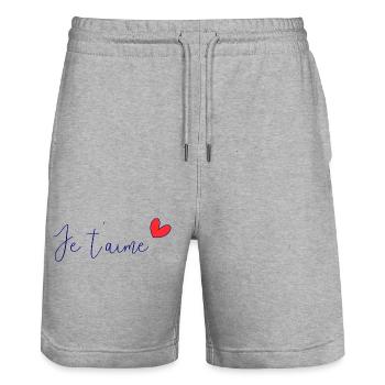 HERZ. PAAR. ICH HABE GERADE GEHEIRATET. Junggesellinnenabschied. VALENTINSTAG. - Stanley/Stella Unisex Bio Joggingshorts Trainer  - Grau meliert - Vorne - Nik (191cm) & Marisol (170cm)