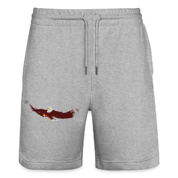 Eagle | Eagle > Vectorgraphic - Stanley/Stella Trainer Unisex Organic Jogging Shorts - heather grey - Front - Nik (191cm) & Marisol (170cm)