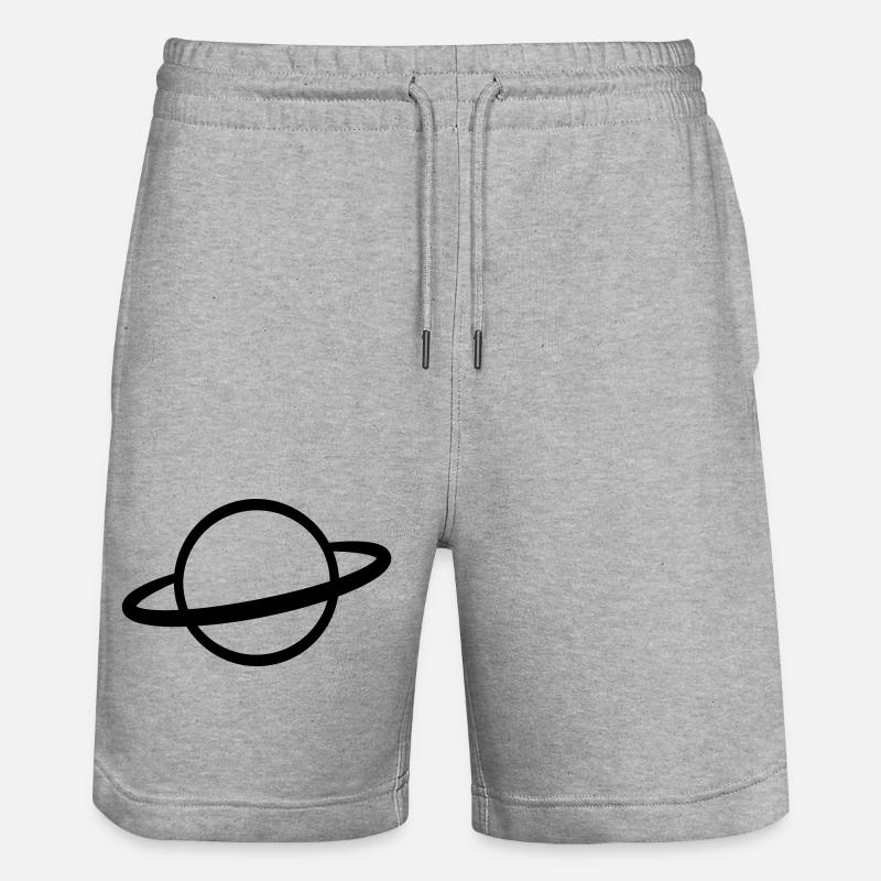 Planet mit Ring Symbol Umriss - Stanley/Stella Unisex Bio Joggingshorts Trainer - Grau meliert
