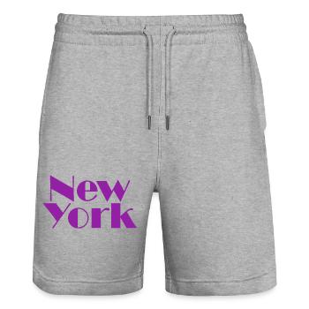 NEW YORK-Purple Broadway - Stanley/Stella Unisex Bio Joggingshorts Trainer  - Grau meliert - Vorne - Nik (191cm) & Marisol (170cm)