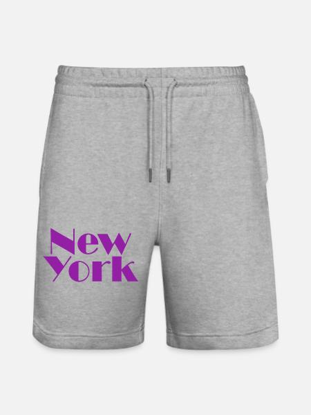 NEW YORK-Purple Broadway - Stanley/Stella Trainer Unisex Organic Jogging Shorts - heather grey