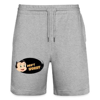 Dont worry be happy with Comic - Stanley/Stella Unisex Bio Joggingshorts Trainer  - Grau meliert - Vorne - Nik (191cm) & Marisol (170cm)