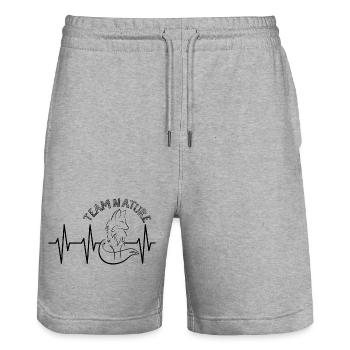 pulse fox nature heartbeat icon graphic icon - Stanley/Stella Trainer Unisex Organic Jogging Shorts - heather grey - Front - Nik (191cm) & Marisol (170cm)
