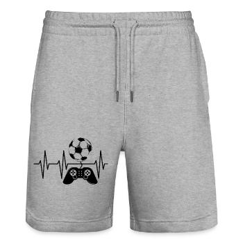 Soccer gamer gaming pulse heartbeat team player - Stanley/Stella Trainer Unisex Organic Jogging Shorts - heather grey - Front - Nik (191cm) & Marisol (170cm)