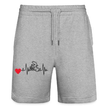Fahrrad Radfahrer Radeln Radfahren Fahrradfahrer - Stanley/Stella Unisex Bio Joggingshorts Trainer  - Grau meliert - Vorne - Nik (191cm) & Marisol (170cm)