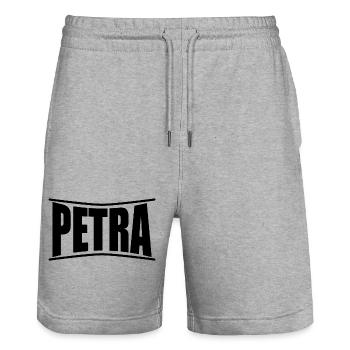 Petra T-Shirt T-Shirt Geschenkidee - Stanley/Stella Unisex Bio Joggingshorts Trainer  - Grau meliert - Vorne - Nik (191cm) & Marisol (170cm)