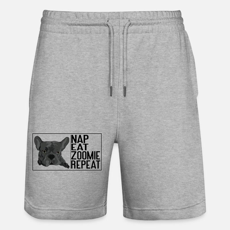Nap Eat Zoomie Repeat – Bouledogue français - Short de jogging bio TRAINER Stanley/Stella unisexe - gris chiné