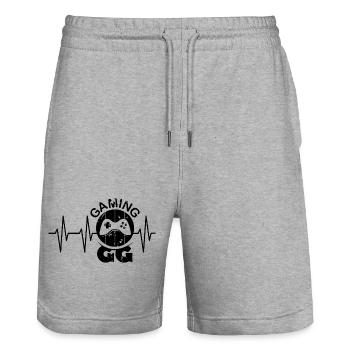 gamer icon icon gaming controller heartbeat gg - Stanley/Stella Trainer Unisex Organic Jogging Shorts - heather grey - Front - Nik (191cm) & Marisol (170cm)
