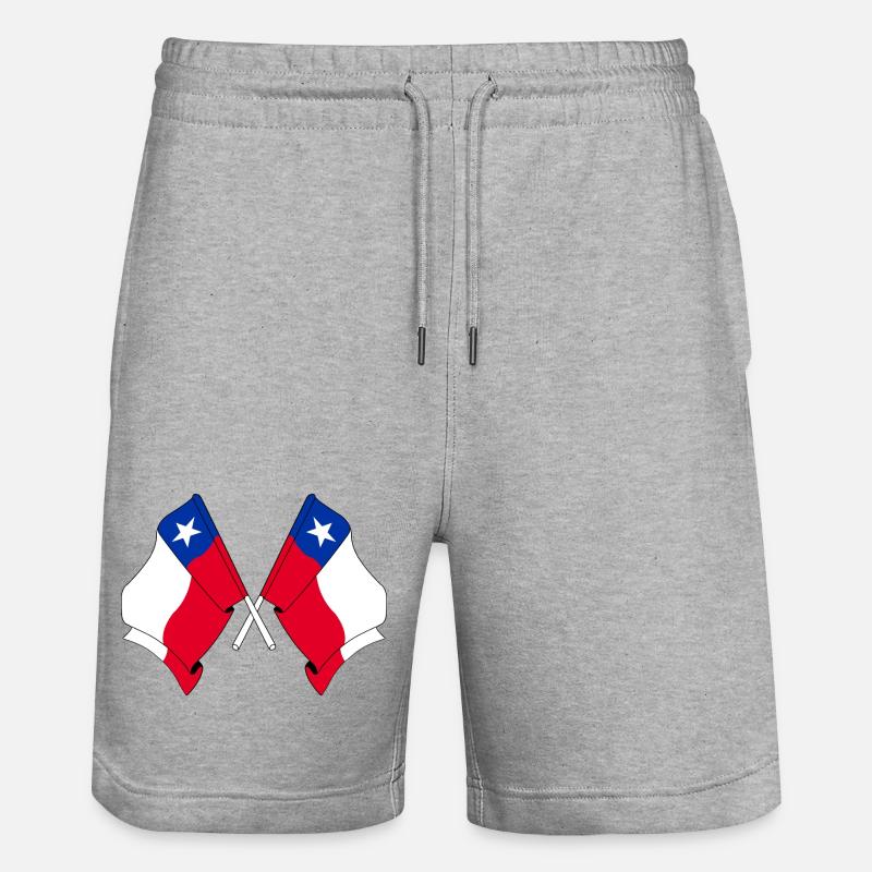 Deux drapeaux croisés du Chili - Short de jogging bio TRAINER Stanley/Stella unisexe - gris chiné