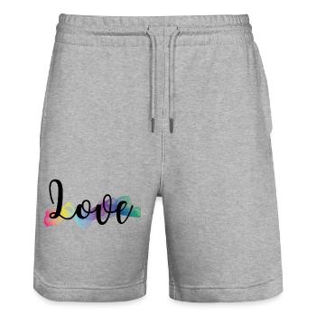Love bunt - Stanley/Stella Unisex Bio Joggingshorts Trainer  - Grau meliert - Vorne - Nik (191cm) & Marisol (170cm)