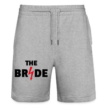 The Bride Flash (Hen Night Party / 2C POS) - Stanley/Stella Trainer Unisex Organic Jogging Shorts - heather grey - Front - Nik (191cm) & Marisol (170cm)