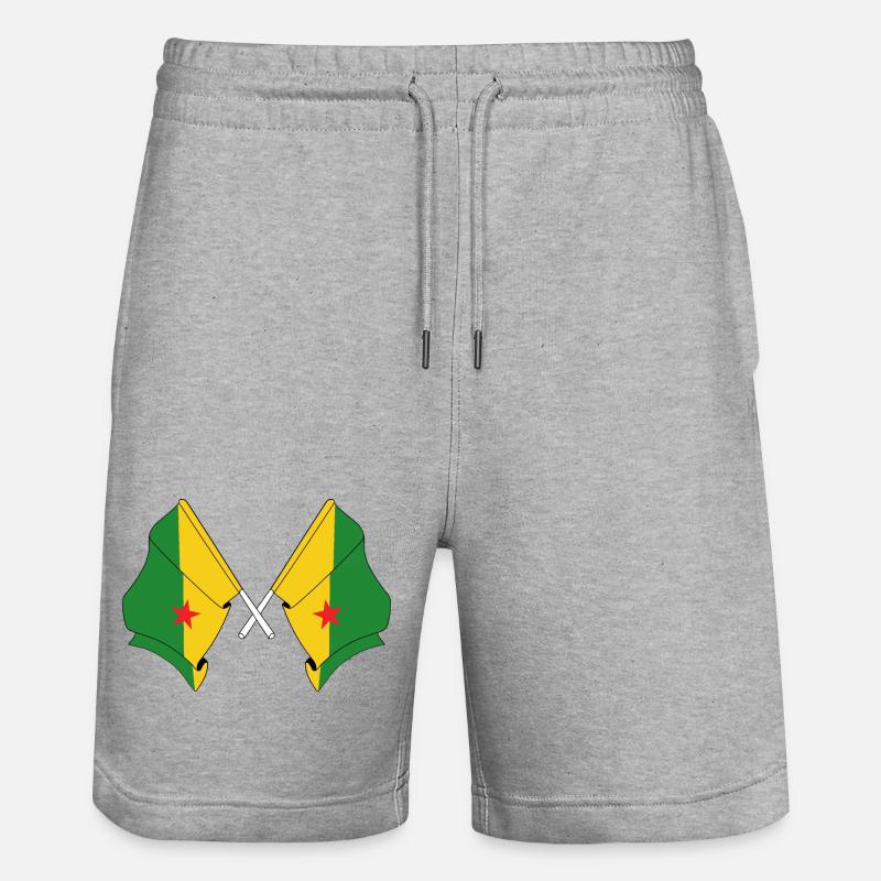 Deux drapeaux croisés de la Guyane - Short de jogging bio TRAINER Stanley/Stella unisexe - gris chiné