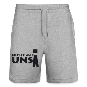 nicht mit uns! - Stanley/Stella Unisex Bio Joggingshorts Trainer  - Grau meliert - Vorne - Nik (191cm) & Marisol (170cm)