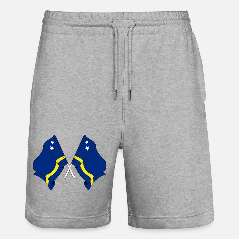 Deux drapeaux croisés depuis Curaçao - Short de jogging bio TRAINER Stanley/Stella unisexe - gris chiné