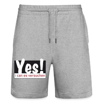 Yes i can es versuchen! - Stanley/Stella Unisex Bio Joggingshorts Trainer  - Grau meliert - Vorne - Nik (191cm) & Marisol (170cm)