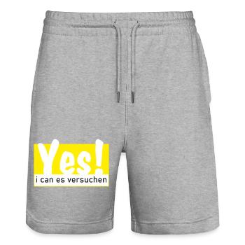 Yes i can es versuchen! - Stanley/Stella Unisex Bio Joggingshorts Trainer  - Grau meliert - Vorne - Nik (191cm) & Marisol (170cm)