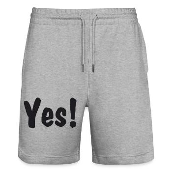 Yes! - Stanley/Stella Unisex Bio Joggingshorts Trainer  - Grau meliert - Vorne - Nik (191cm) & Marisol (170cm)
