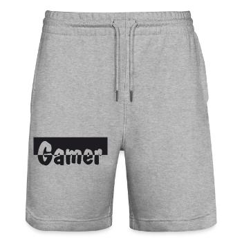 Gamer - Stanley/Stella Unisex Bio Joggingshorts Trainer  - Grau meliert - Vorne - Nik (191cm) & Marisol (170cm)