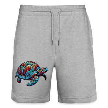 Sea turtle - Stanley/Stella Trainer Unisex Organic Jogging Shorts - heather grey - Front - Nik (191cm) & Marisol (170cm)