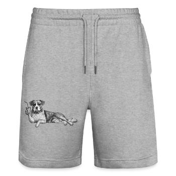 Trink-Cocktail - Stanley/Stella Unisex Bio Joggingshorts Trainer  - Grau meliert - Vorne - Nik (191cm) & Marisol (170cm)