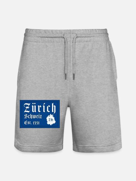 Zürich Schweiz Est 1351 - Stanley/Stella Unisex Bio Joggingshorts Trainer  - Grau meliert