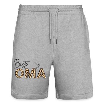 Beste Oma - best grandma - Stanley/Stella Unisex Bio Joggingshorts Trainer  - Grau meliert - Vorne - Nik (191cm) & Marisol (170cm)