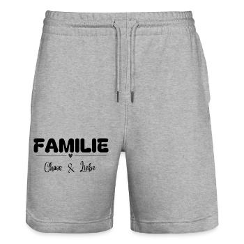 L’amour du chaos familial - Short de jogging bio TRAINER Stanley/Stella unisexe - gris chiné - Devant - Nik (191cm) & Marisol (170cm)