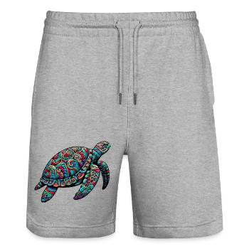 Tortue - Short de jogging bio TRAINER Stanley/Stella unisexe - gris chiné - Devant - Nik (191cm) & Marisol (170cm)