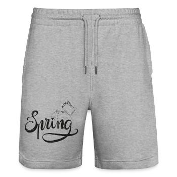 spring frühlingsbeginn garten gießen beet liebe - Stanley/Stella Unisex Bio Joggingshorts Trainer  - Grau meliert - Vorne - Nik (191cm) & Marisol (170cm)
