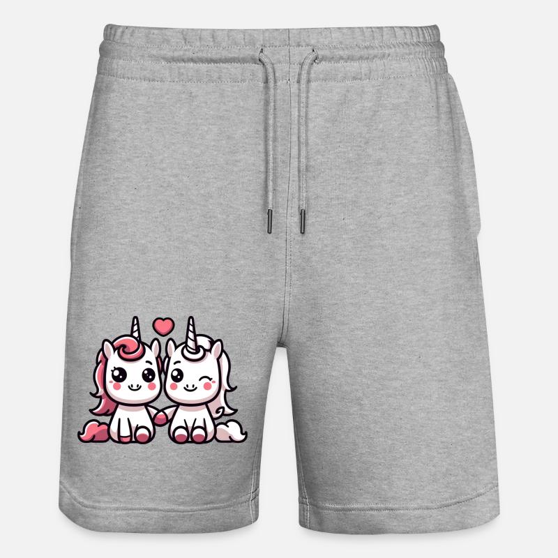Des licornes câlines - Short de jogging bio TRAINER Stanley/Stella unisexe - gris chiné