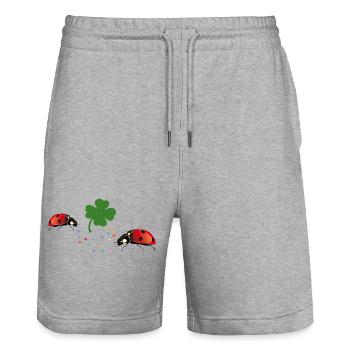 Ladybug Shamrock Lucky - Stanley/Stella Trainer Unisex Organic Jogging Shorts - heather grey - Front - Nik (191cm) & Marisol (170cm)