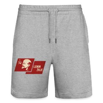 Lénine est vivant - Short de jogging bio TRAINER Stanley/Stella unisexe - gris chiné - Devant - Nik (191cm) & Marisol (170cm)