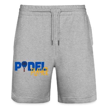 Padel Player - Stanley/Stella Trainer Unisex Organic Jogging Shorts - heather grey - Front - Nik (191cm) & Marisol (170cm)